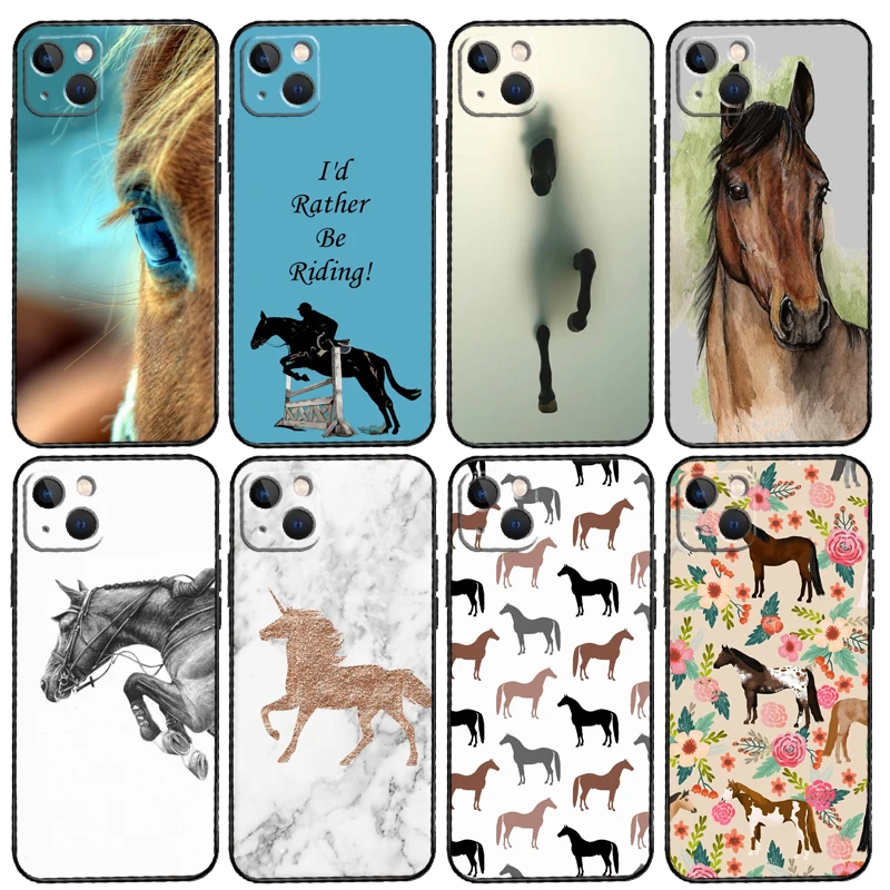 Horse Pony Pattern Phone Case For iPhone 15 14 Plus 11 12 13 16 Pro Max Mini 7 8 X XR XS Max Cover