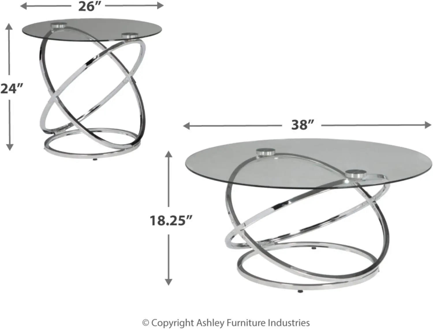 Signature Design by Ashley Contemporary Round 3-Piece Occasional Table Set, Includes Coffee Table and 2 End Tables