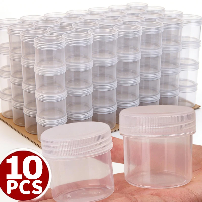 

Clear Plastic Jars with Lids Wide-Mouth Refillable Storage Containers,Empty Round Containers for Candy Beads Making Food Storage