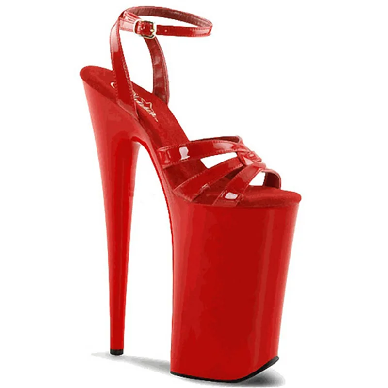 

CACA 26cm Platform Sandals,Women Pole Dance Shoes,Summer High Heels,Sexy Ankle Strap,Peep Toe,35-44,Red,Back,Dropship