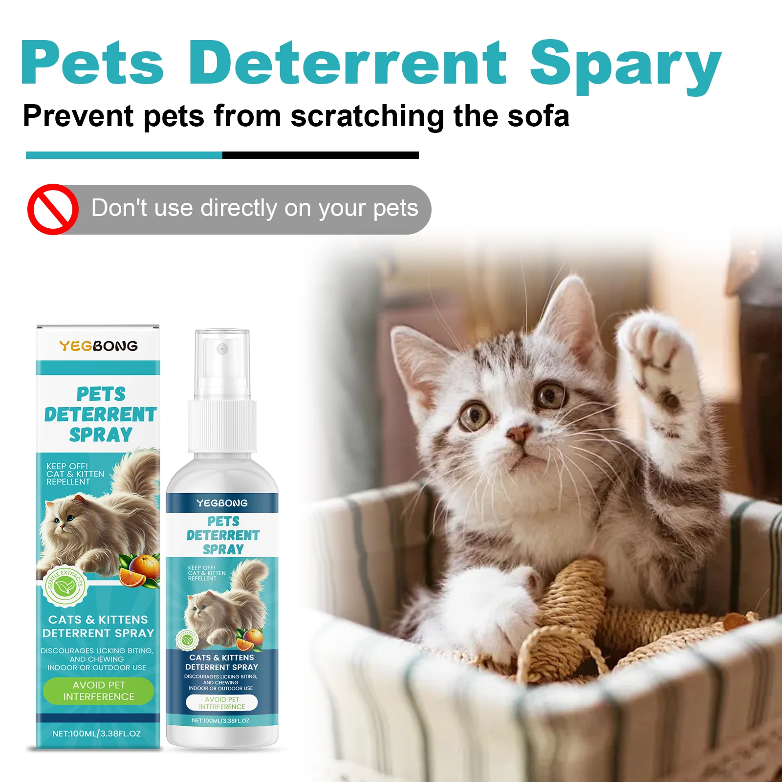 

YEGBONG Cat & Kitten Deterrent Spray Anti-scratching Anti-chewing Household Spray Pet Accessories Keep Pets Away From Furniture