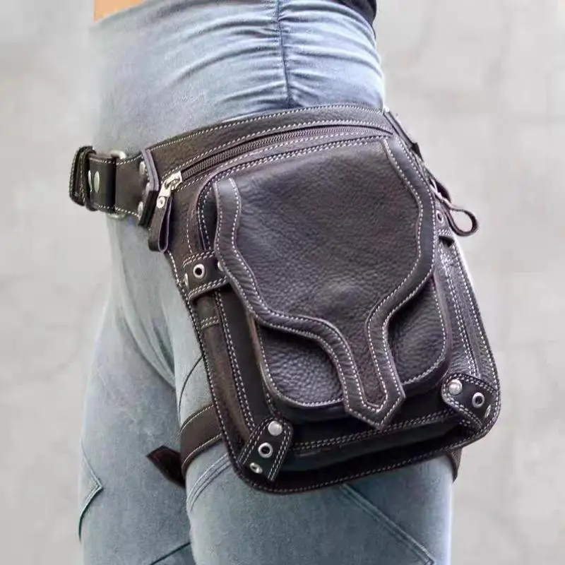 Medieval Punk Pocket Leg Bag Motorcycle Knight Satchel Male And Female Outdoor Rivet Bag Imitation Leather Fanny Pack Waist Bag