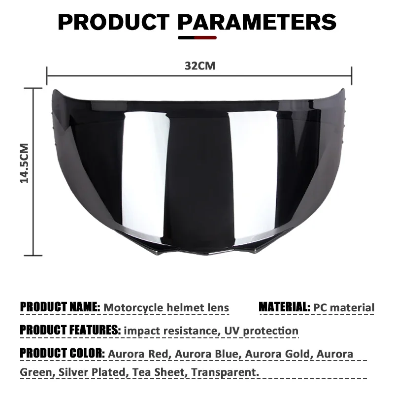Nieuwe motorhelm lens facelift helm speciale lens transparante spiegel zwarte spiegel kleur spiegel zilveren lenspakket
