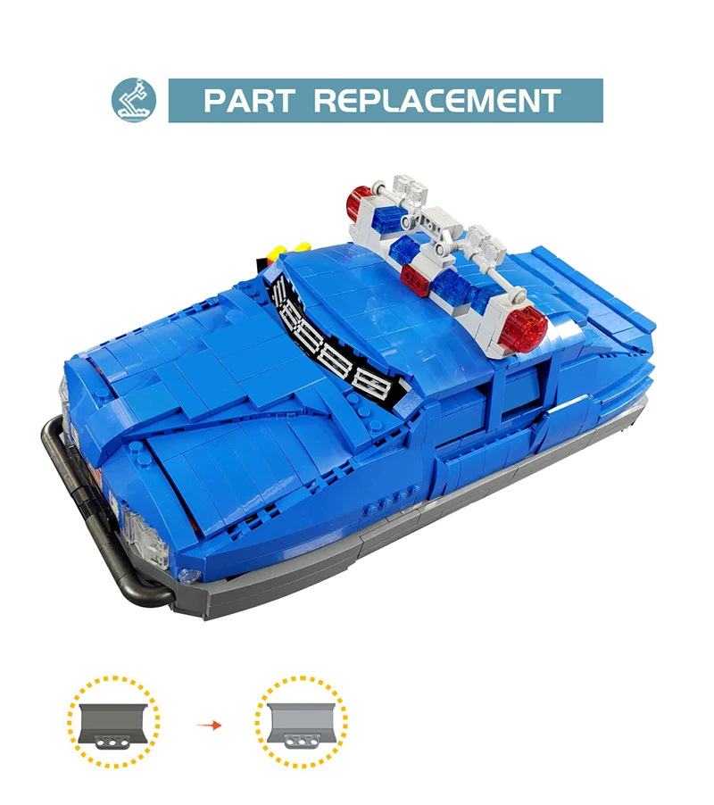 MOC The Fifth Elemented Floating Police Car Building Blocks Creative Vehicle Model Bricks Assembly Adult Kid Toys Education Gift