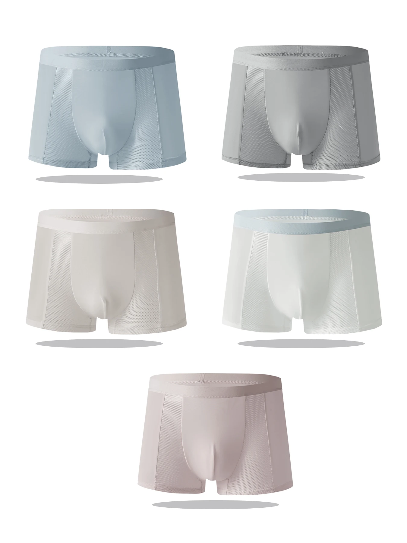 

Breathable Mesh Men's Boxer Briefs (5-Pack) High-Elastic Seamless Comfort Underwear Multi-Color Minimalist Style