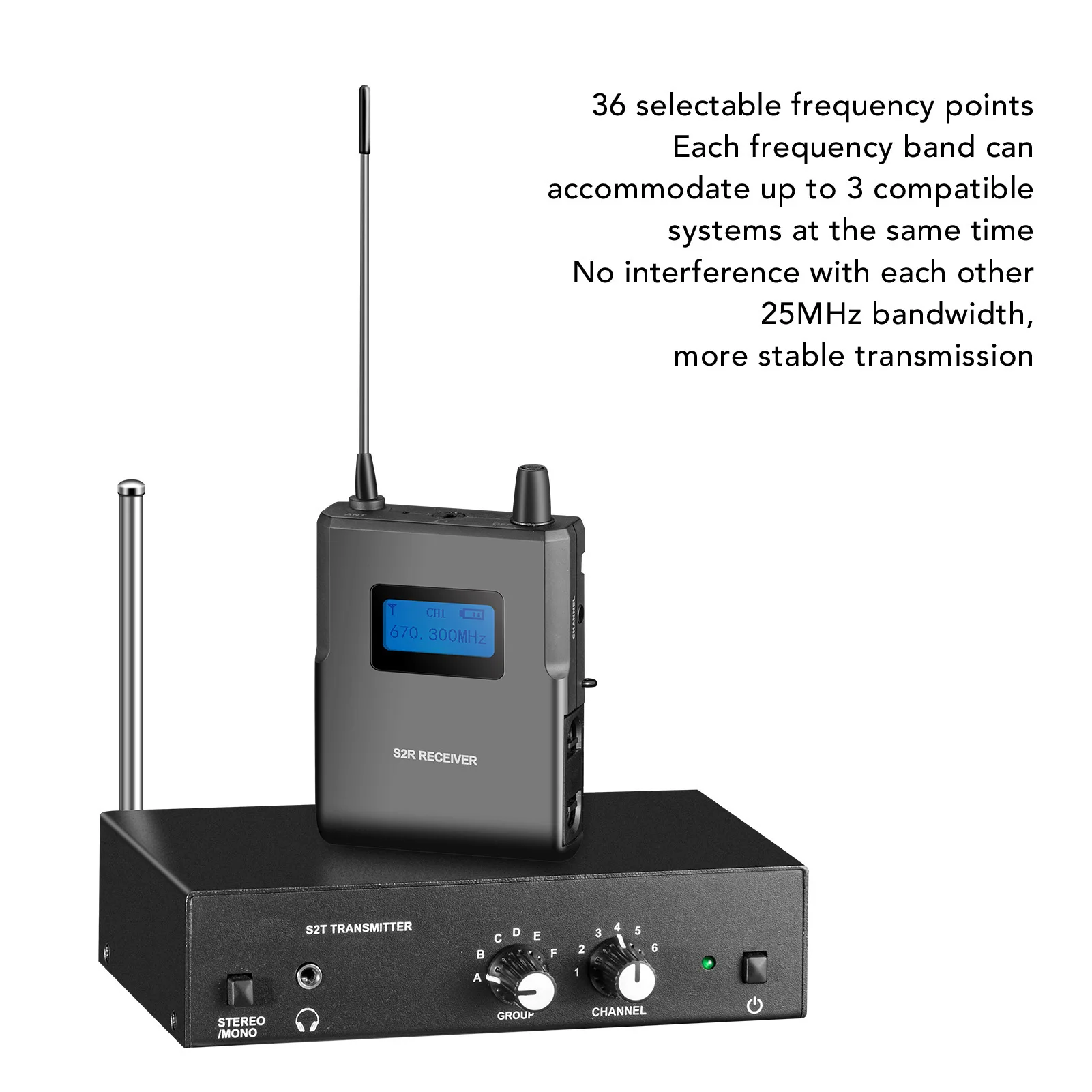 ANLEON S2T Wireless Monitor System Transmitter 526-535Mhz UHF Stereo Wireless IEM System 100-240V