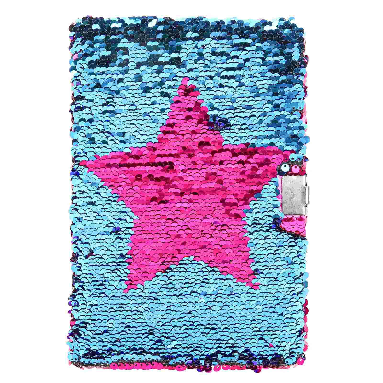 Notebook Diary Kids Journals for Girls Boy with Lock Teen Metal Star Sequins Notepad