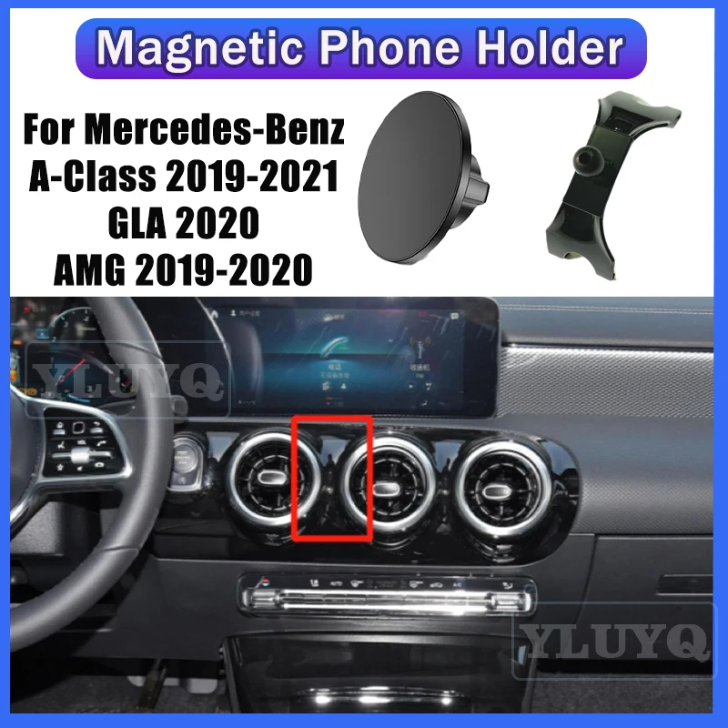 

For Mercedes A Class W177 V177 2019-2021 GLA AMG A35 W205 Car magnetic phone holder Gravity navigation stand 360° rotatable