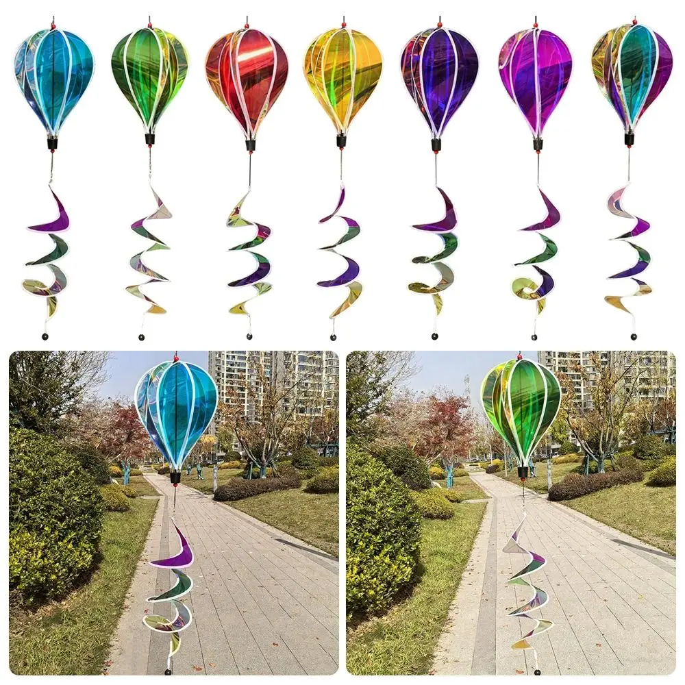 Giant Size Rainbow Hot Air Balloon Plastic Material Rotating Sequins Pinwheels 4X Balloon 43.3inch Height Whirligigs