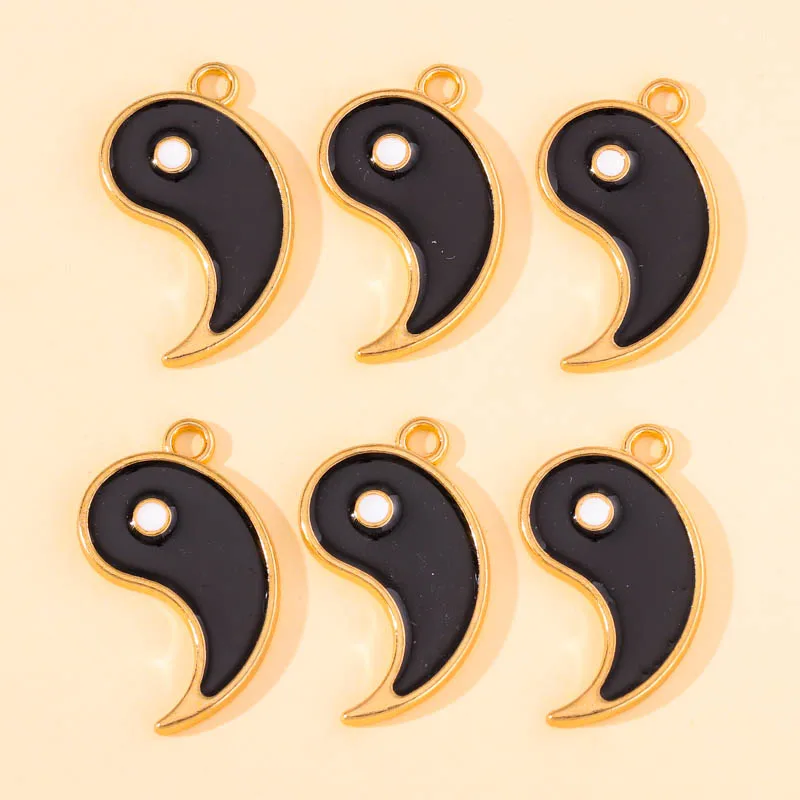 20Pcs Enamel Yin Yang Kung Fu Tai Chi Gossip Charms Gold Silver Color Pendant for DIY Couple Necklace Jewelry Making Supplies