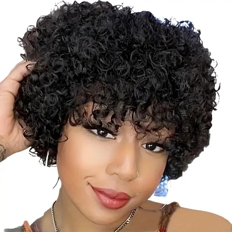 Pixie Cut Lace Front Wig for Women 180% Density Pre-Plucked Water Wave Human Hair