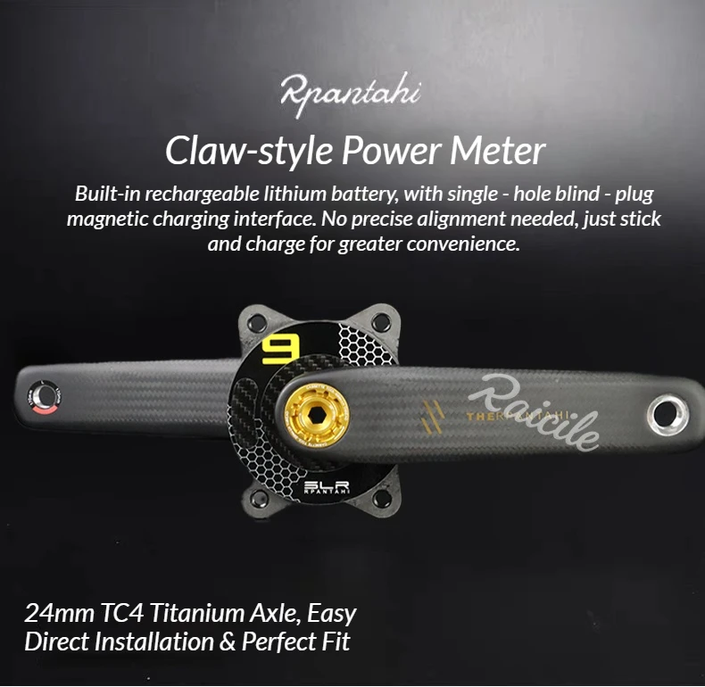 RPANTAHI Rennrad-Crankset aus Carbonfaser mit SLR-Leistungsmesser, 24mm Titanachse, ultraleichtes Gold-Crankset – Detail 1