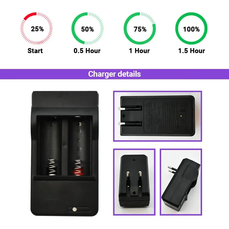 100% New original 16340 Battery CR123A 16340 Battery 2700mAh 3.7V Li-ion Rechargeable Battery+16340Charger