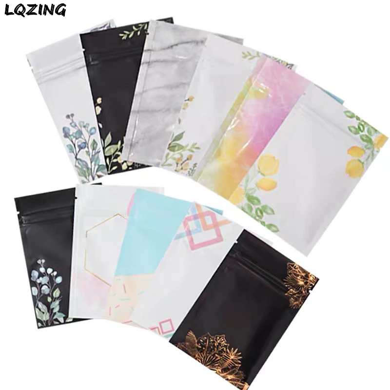 20pcs Small Zip Lock Bags Printed Foil Sealing Pack Resealable Mylar Smell Proof Pouch For Packaging Jewelry Candy Tea Package