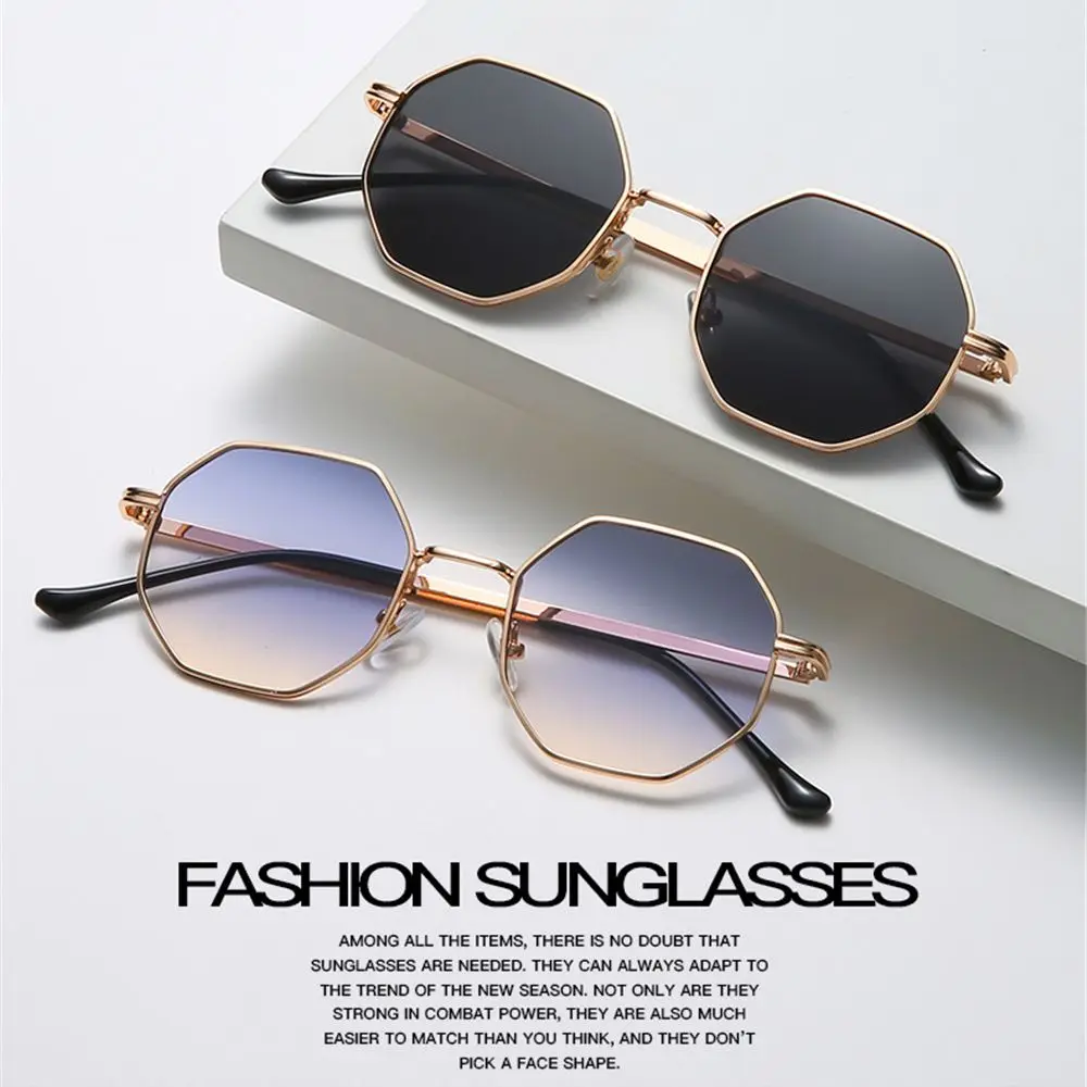 Small Frame Square Sunglasses Retro Metal Sunglasses Vintage UV Protection Shades Polygon Sun Glasses Fashion Unisex Sunglasses