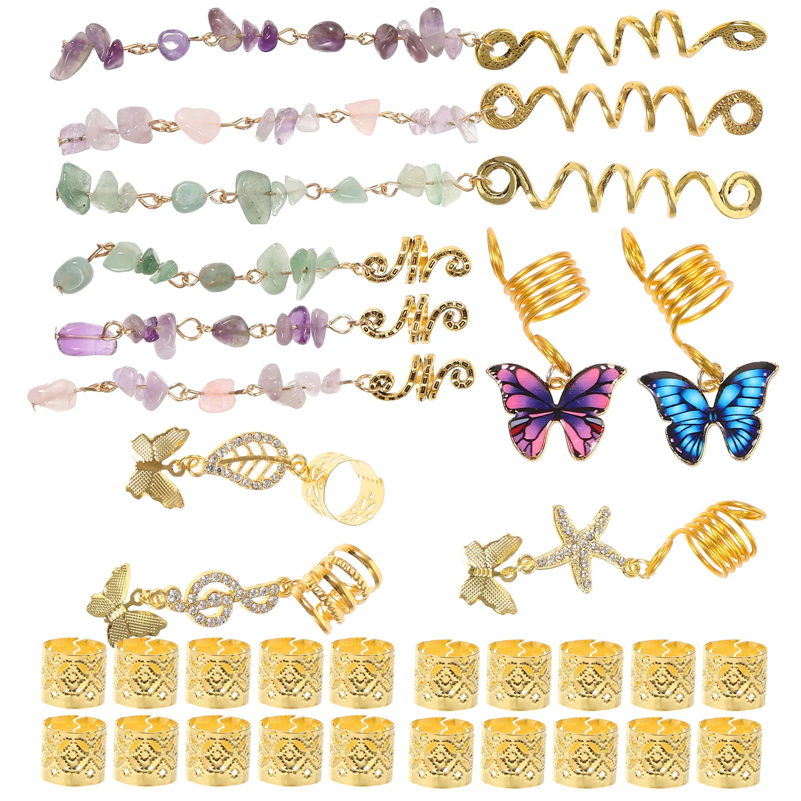 

3 s Dreadlock Hair Accessories Set Women Gem Alloy Beads Charms Braiding Jewelry for Curly Braids African Braid