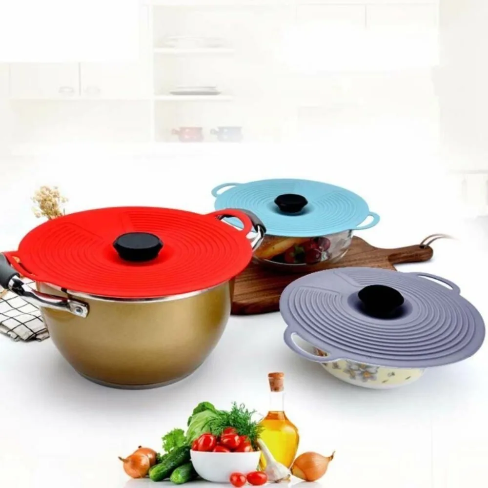 Reusable Multifunction Silicone Boil Over Spill Stopper Microwave Food Fresh Keeping Cover Pan Pot Lid Cover Cooking Tool