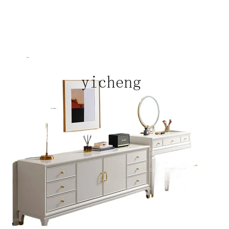 

American light luxury bedroom TV cabinet high solid wood modern white master bedroom high cabinet