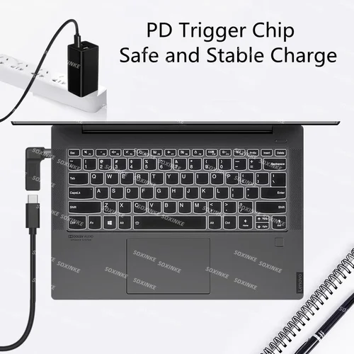 Imagen 2 del producto Adaptador de parodia PD de 65W, convertidor de enchufe USB tipo C hembra a 7,4x5,0mm 4,5x3,0mm 5,5x2,5 macho, conector Jack de salida CC para ordenador portátil