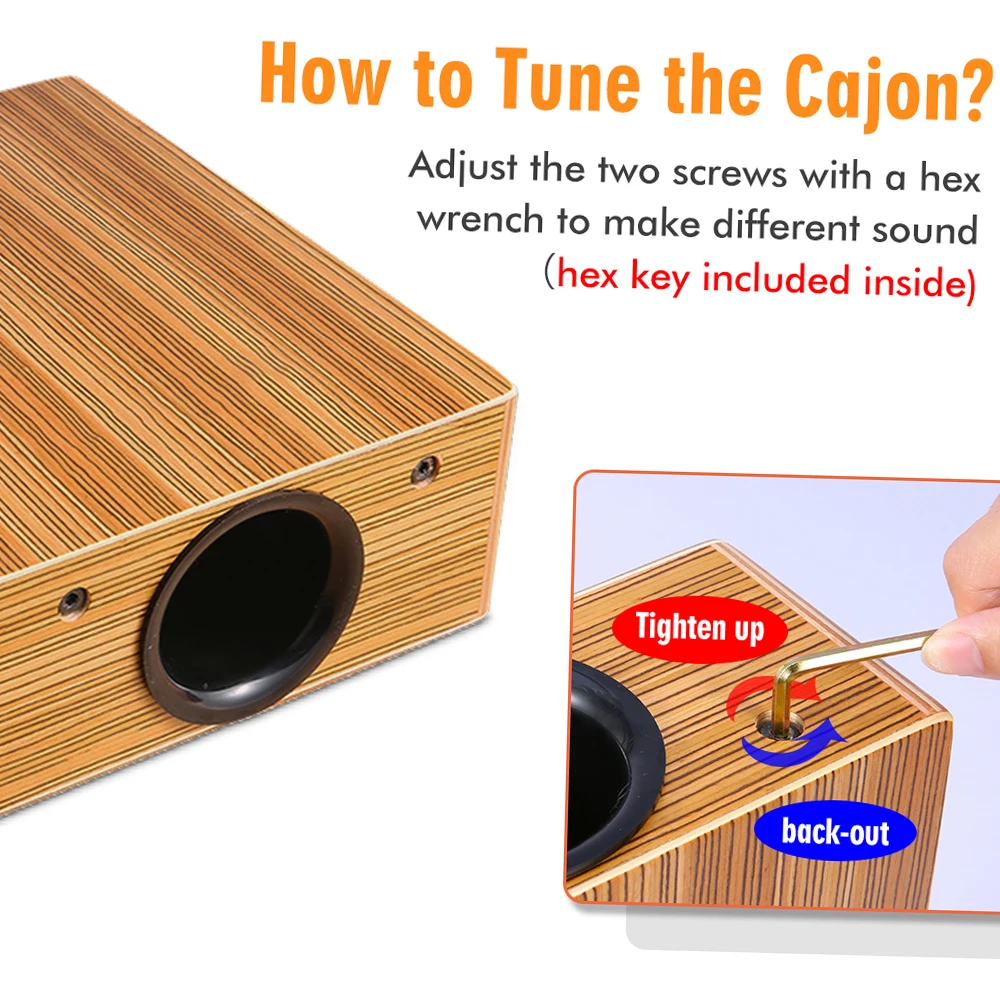 Portable Traveling Wood Cajon Box Drum Flat Hand Drum Wooded Percussion Instrument with Strap Carry Bag Cajon Drum