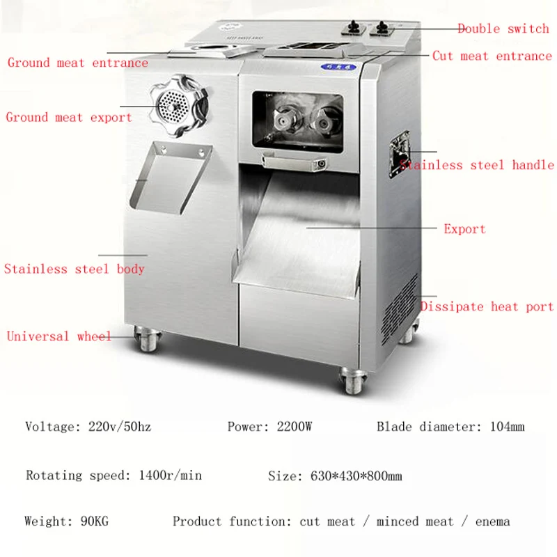 Meat Cutting Machine Stainless Steel Bone Cutter Machine Home Commercial Chicken Fish Frozen Meat Slicer