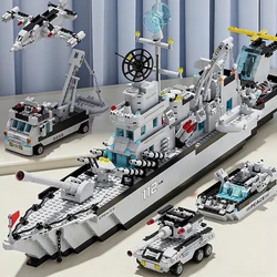 Military Navy Ship Sets Building Blocks War Army Boat Plane Model Education Toys for Boys Girls Bricks Christmas Birthday Gift