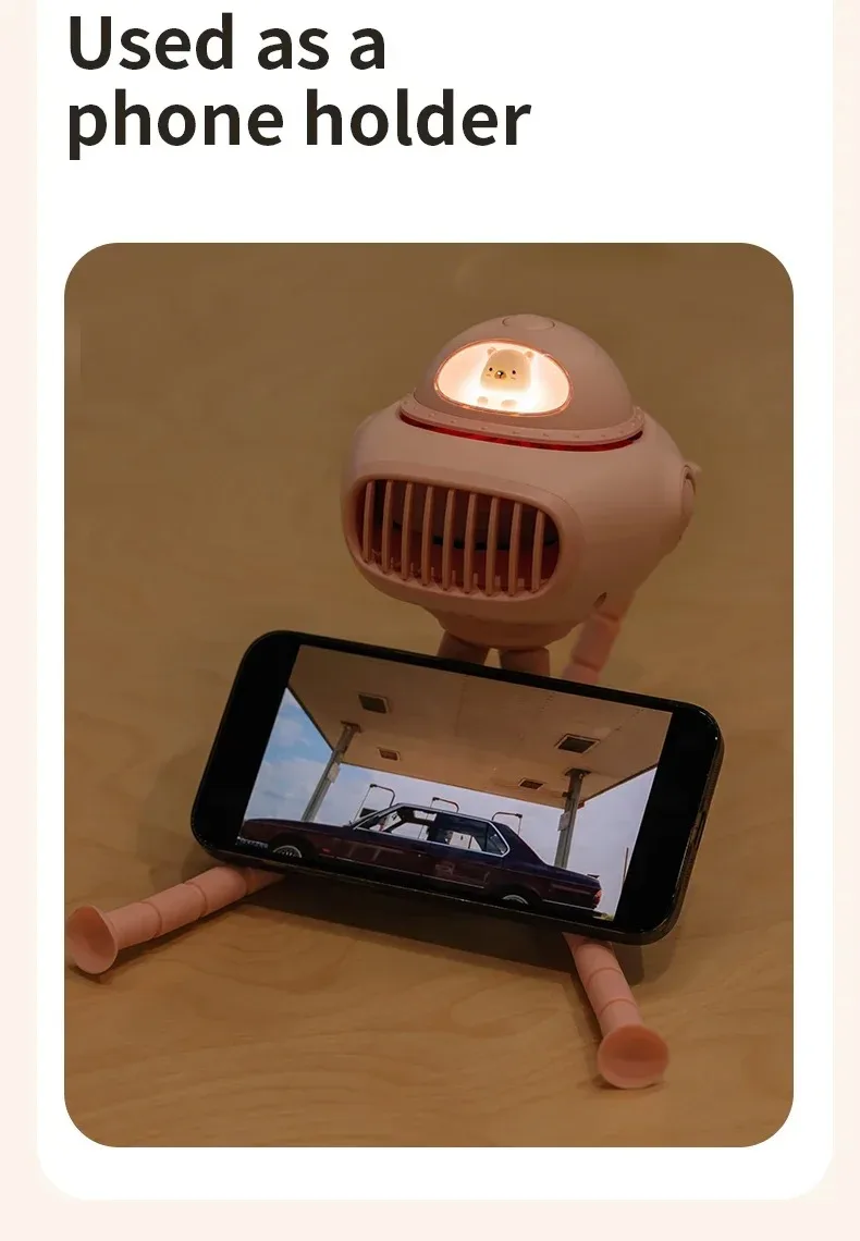 عربة أطفال محمولة بمشبك مروحة قابل لإعادة الشحن مدمج في 4 تهويدات قابلة للاستخدام الخالية من الشفرة للأطفال سكوتر مروحة الأخطبوط الصغيرة في الهواء الطلق #6