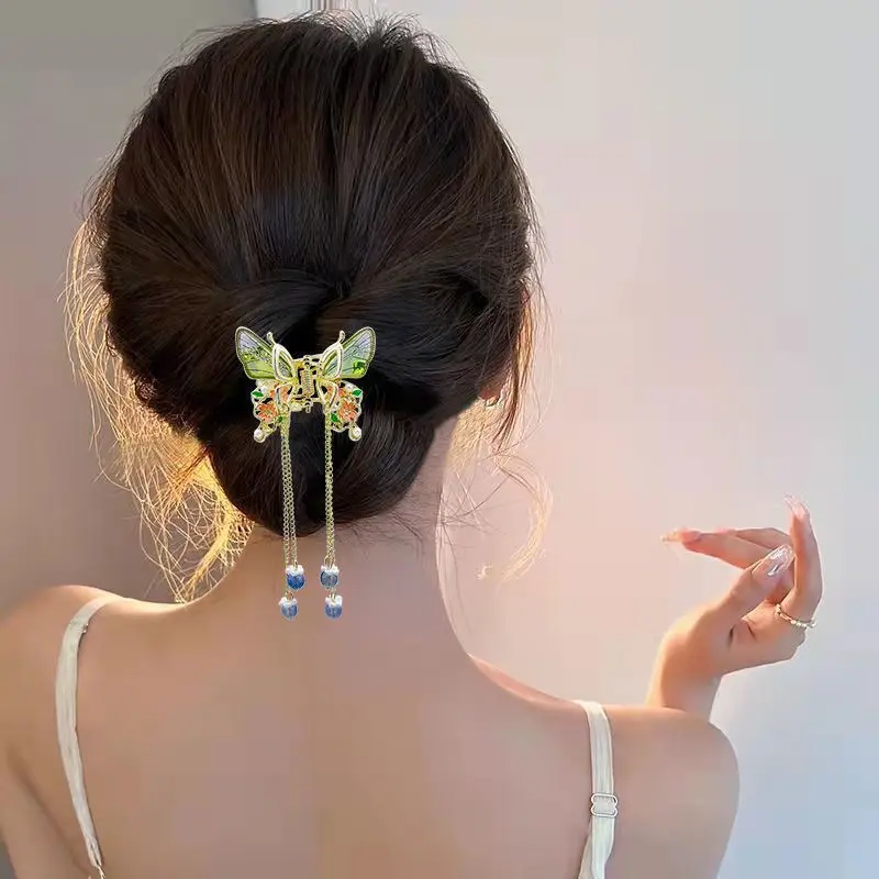 2023 Elegant Tassel Hairpin Female Vintage Accessories Trembling Side Clip Golden Moving Summer Hair Accessories New Arrival