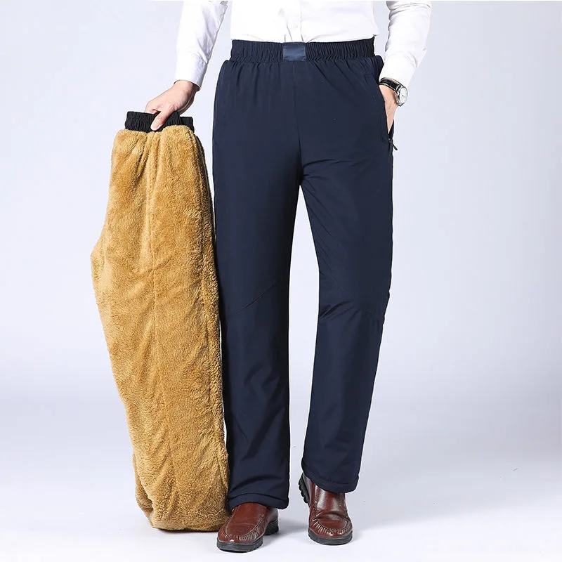 Winter Mens Warm Pants Male Straight Leg Plush Thickened Warm Casual Pants Outdoor Snow Windproof Trousers 5XL Men Clothing