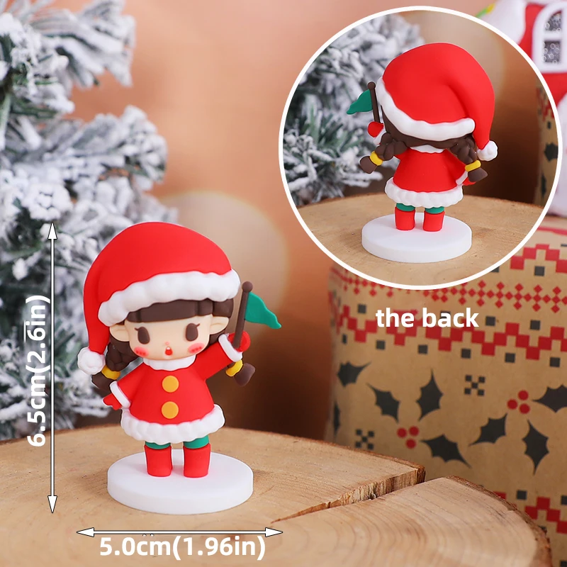 Weihnachtsbär-Kuchenaufsatz, roter Pullover, grünes Hemd mit Regenbogenbogen, Geschenkbox für Urlaub, Party, Kuchendekorationen, Puppenornament – Detail 20