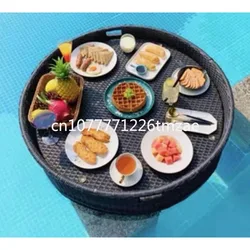 Pool Drink Cup Holder Floating Party Drink Mattress Rattan Tray Nordic Fruit Storage Board Handmade Swimming Accessories