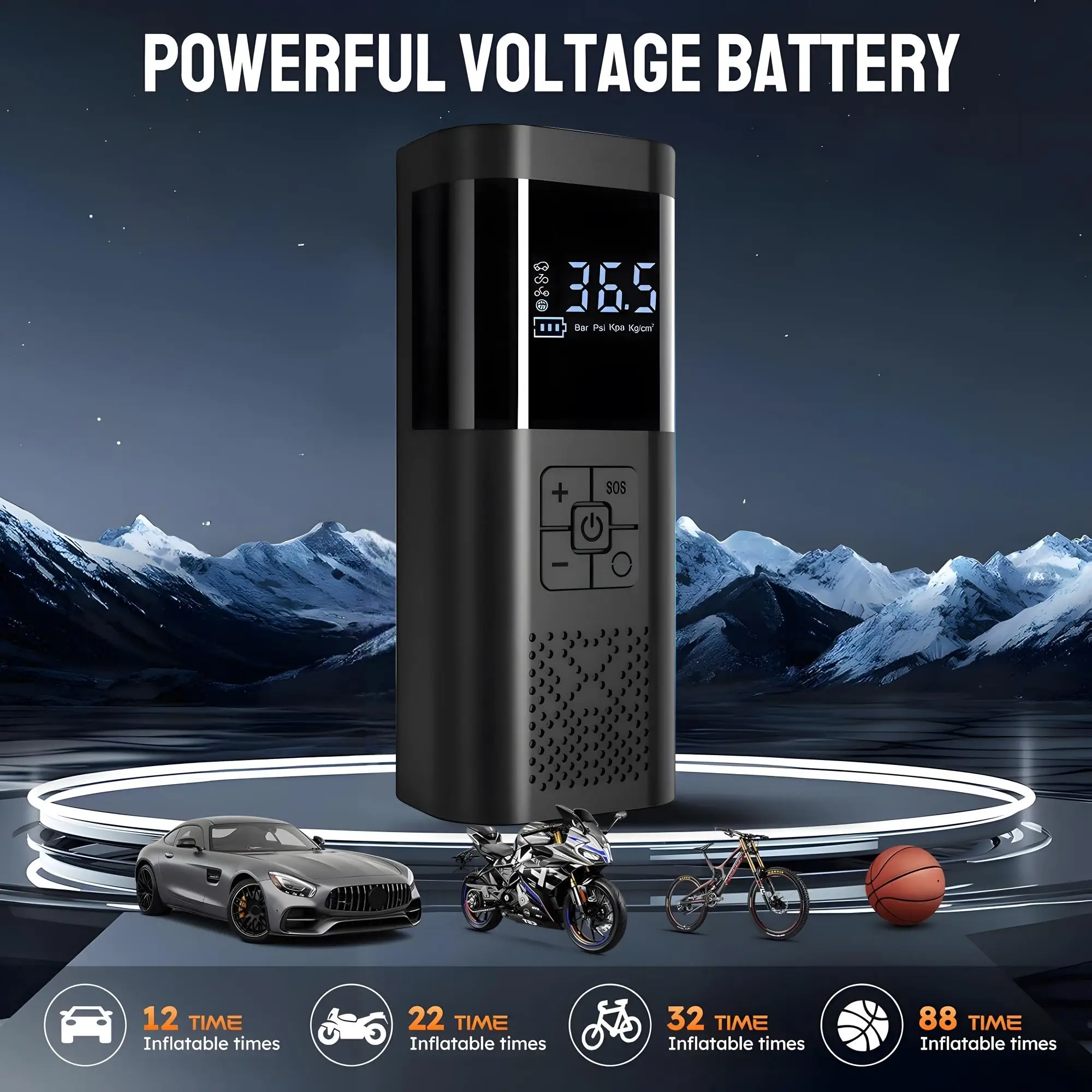 STSCELZ Dual Screen Tire Inflator Portable Air Compressor Cordless Pump with 3 Modes Light for Car Tires Motorcycle Bike Ball