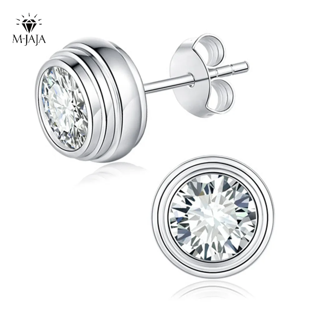 

M-JAJA 1/2ct Moissanite Bubble Stud Earrings for Women Gold Plated S925 Sterling Silver Diamond Earrings Party Fine Jewelry Gift