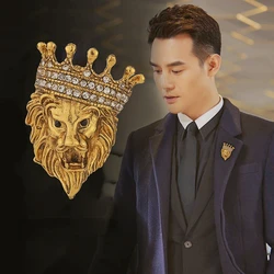 New Vintage Brooch Aggressive Lion Head with Rhinestone Men's and Women's Suit