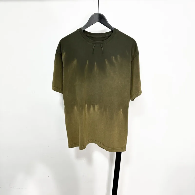 HKSH Spring Summer New Men's Tide High Street Vintage Washed Gradient Tie-Dye Tops Loose Chic Casual Short Sleeve T-shirt HK6415