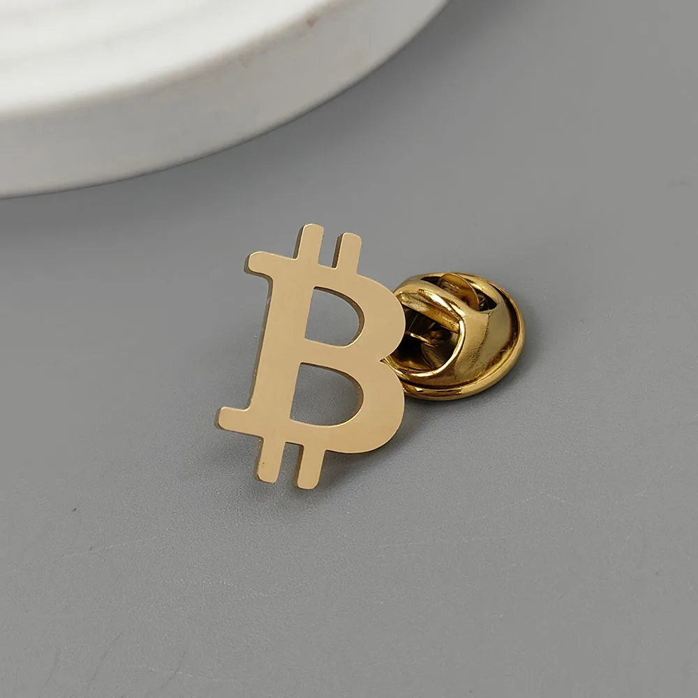 بروش مطلي بالذهب من الفولاذ المقاوم للصدأ حرف B الثروة بيتكوين، دبوس طية صدر السترة للرجال باللون الأسود، إكسسوارات البدلة، هدية الزوج #4