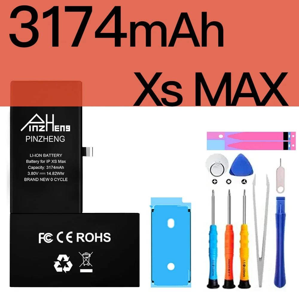 PINZHENG Echte batterij met hoge capaciteit voor iPhone X XR XS Max 12 13 Mini Pro Max 11 Pro Max Vervanging Bateria Garantie Eén jaar