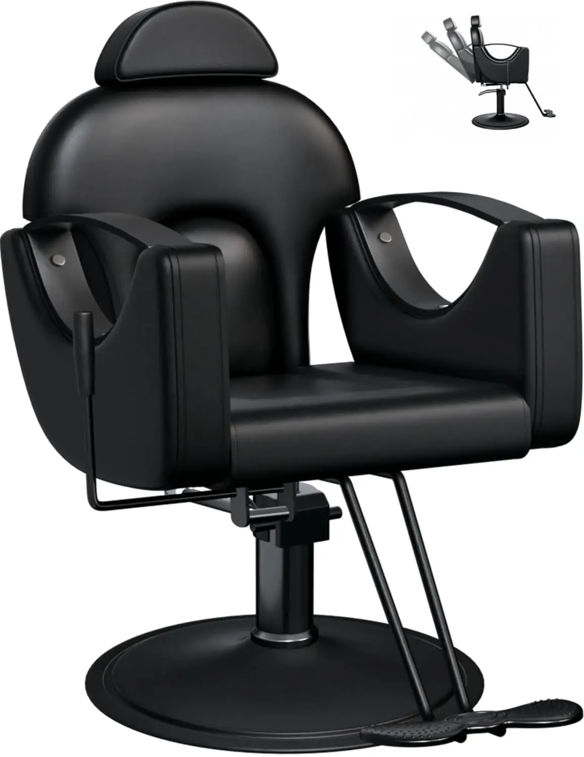 Professional Reclining Hydraulic Barber Chair with Heavy-Duty Pump for Hair Styling, Braiding, Shampoo & Spa, Black, Customized