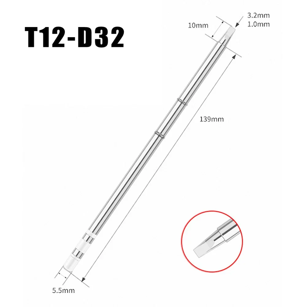 Environment-friendly Hand Tool Replacement Accessories Soldering Iron Tip D Series Metal Material Sliver Color