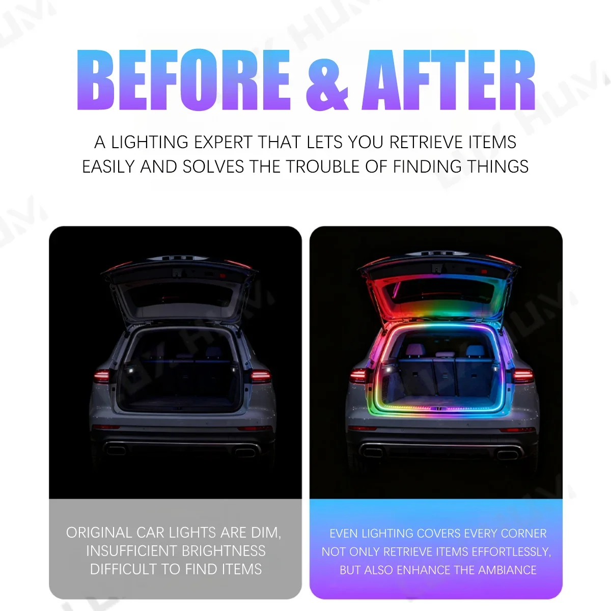 SUV Dynamische Mobile Kofferraum-Lichtleiste 400cm Flexible RGB Neon-Atmosphärenbeleuchtung 12V APP-gesteuertes Umgebungslicht – Detail 2