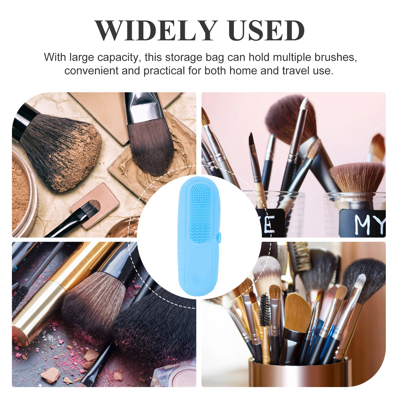 حامل تخزين فرش المكياج، حاوية سيليكون، منظم فرش محمول، حقيبة أدوات مكياج للسفر، سعة كبيرة