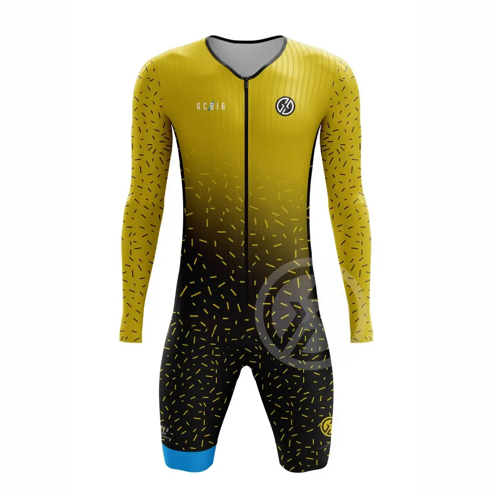 Gcbig Sport Cycling Skinsuit Men\'s Long Sleeve Uv Protection Jumpsuit Mono Triatlon Gel Pad Bicycle Shorts Conjuntos De Ciclismo