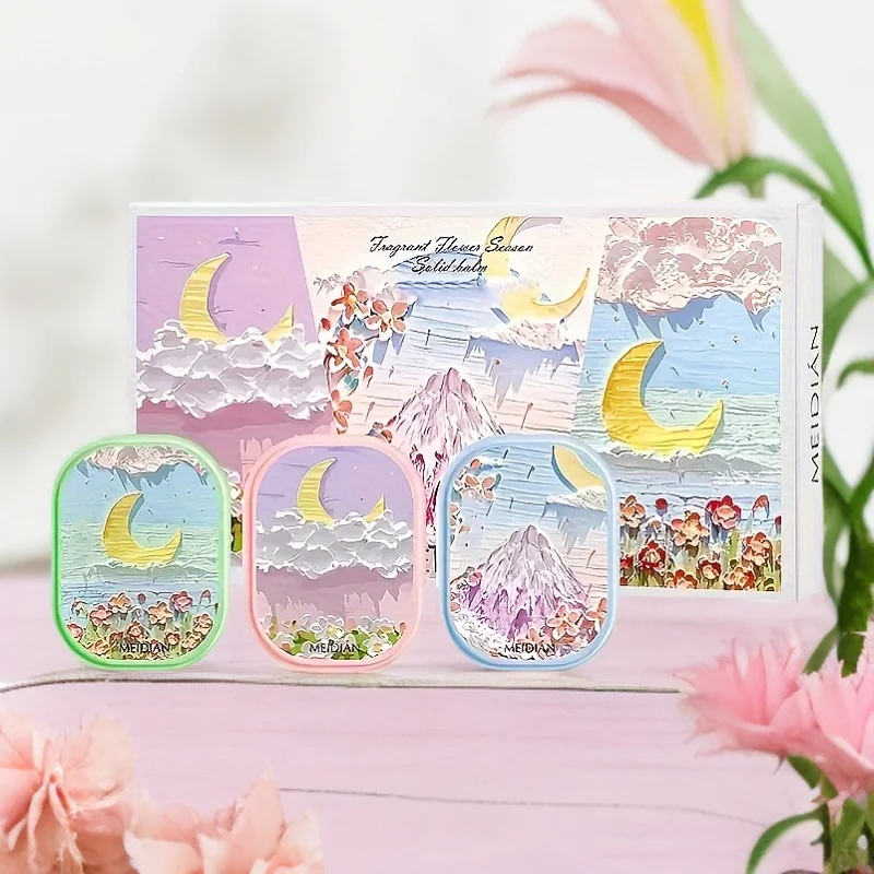 

3-pack solid fragrance cream, natural floral fragrance, long-lasting fragrance, suitable for work and daily application