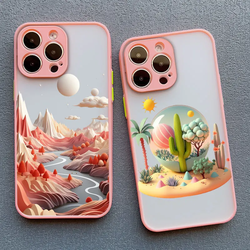 Creative Mountains Landscape Scenery 2D Printing Phone Case For iPhone 17 16 15 14 13 12 11 Pro Max Mini XS XR X 15 Plus Cover