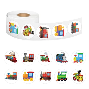 100-500pcs เด็กสติกเกอร์รถไฟวันเกิดสติกเกอร์การจราจรรอบสติกเกอร์รางวัลสําหรับชายหญิงป้ายของขวัญเครื่องเขียน
