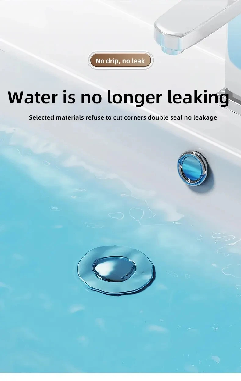 2PCS Washbasin Leak Plug, Stainless Steel Odor Proof Bouncing Core, Press Type Sink Drain, Universal Accessory for Washbasin