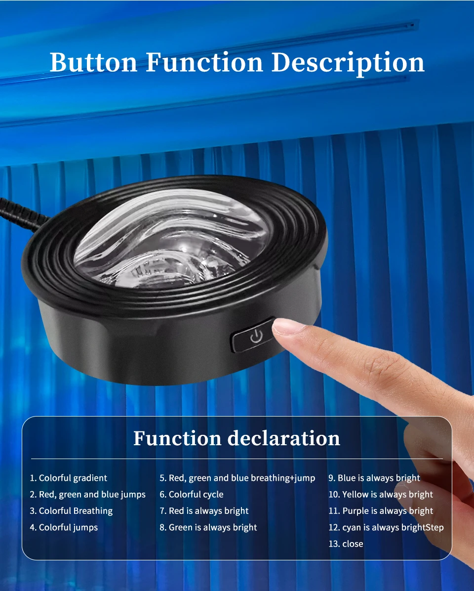 USB Plug-in Water Ripple Shaped Aurora Projection Light Touch/remote Control Color Changing Lighting Atmosphere Decoration Light