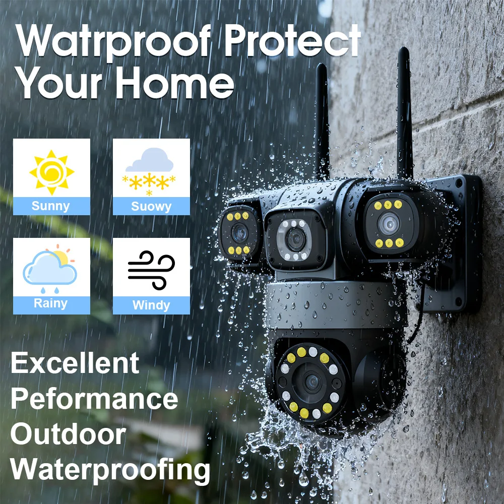 AIOOK V380 PRO Outdoor Camera WiFi HD 15MP Triple Lens Camera Waterproof Night Vision Two Way Intercom Mobile Tracking IP Camera