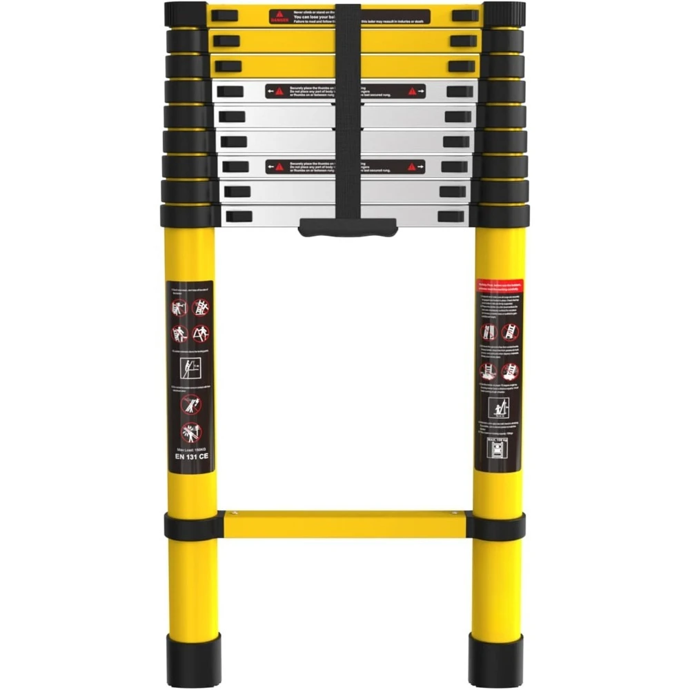 

Telescoping Ladder, 12.5ft Aluminum Extension Folding Telescopic Ladder Lightweight 330lbs Max Capacity, Multi Purpo RV Ladder