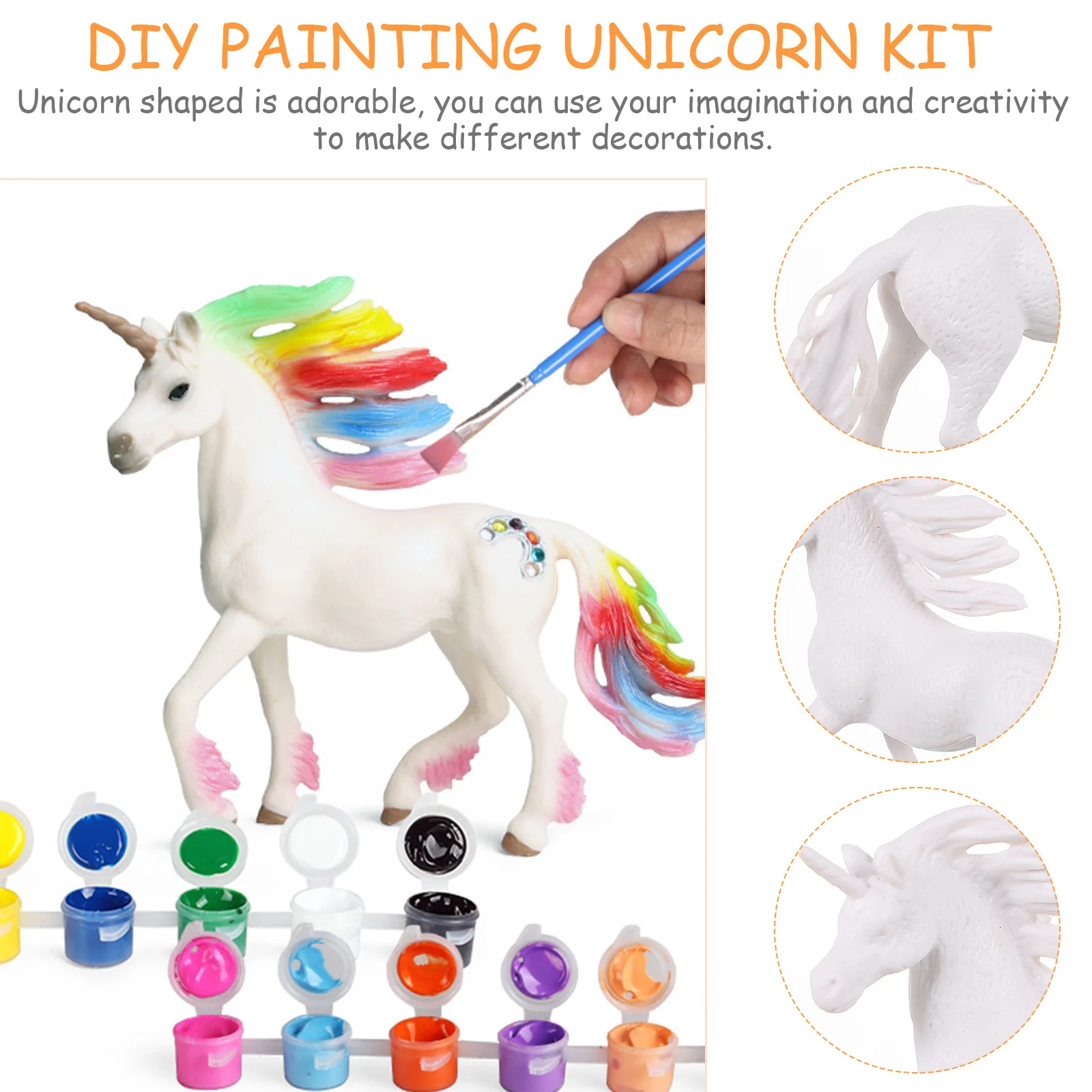 4pcs White DIY Painting Unicorn Toys Paintable Unicorn Figurines Children Art Craft Toys